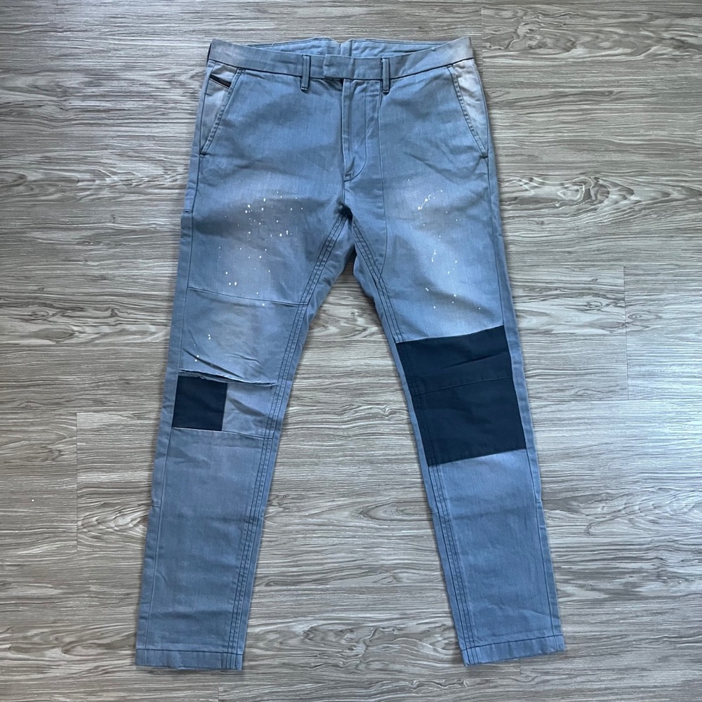 Diesel Industry The Brave Blue Paint Splatter Distressed Patchwork Pants Size 31